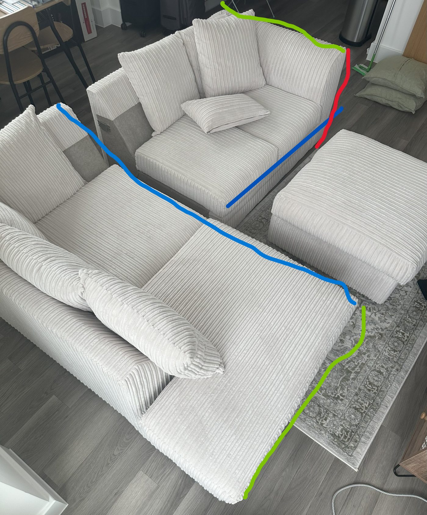 Furniture prepared for international shipping