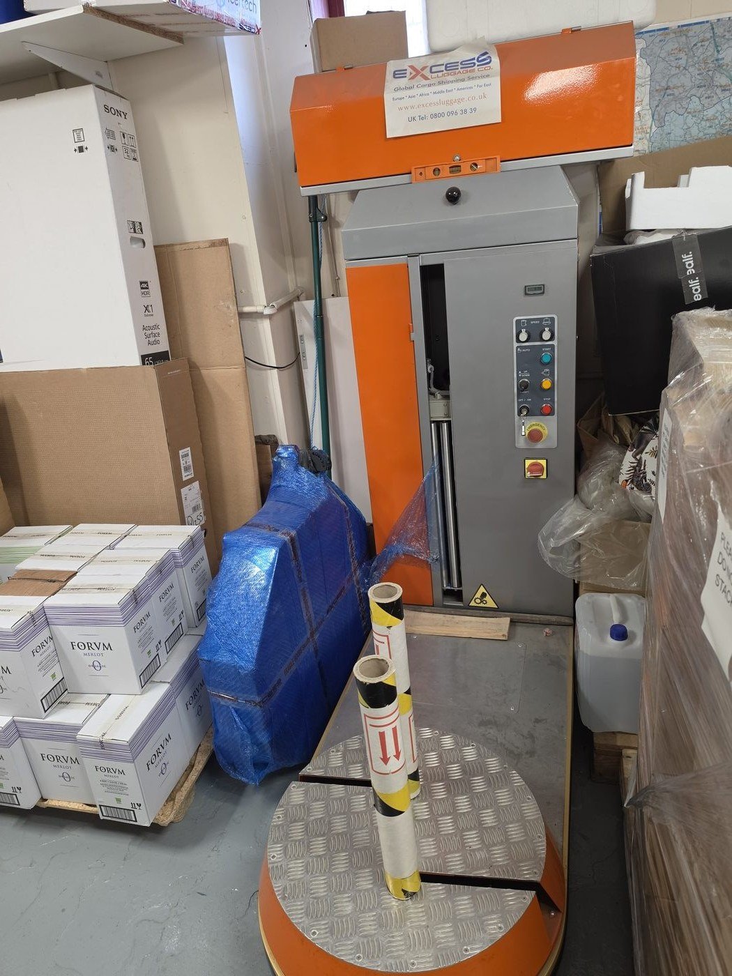 Wrapping a shipment in the Excess Luggage warehouse